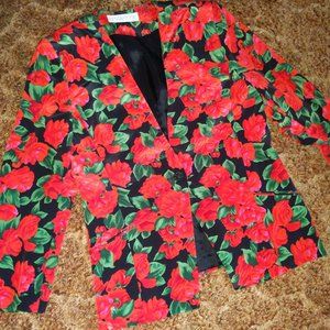 Town & Country Petite Red Floral Pattern Blazer